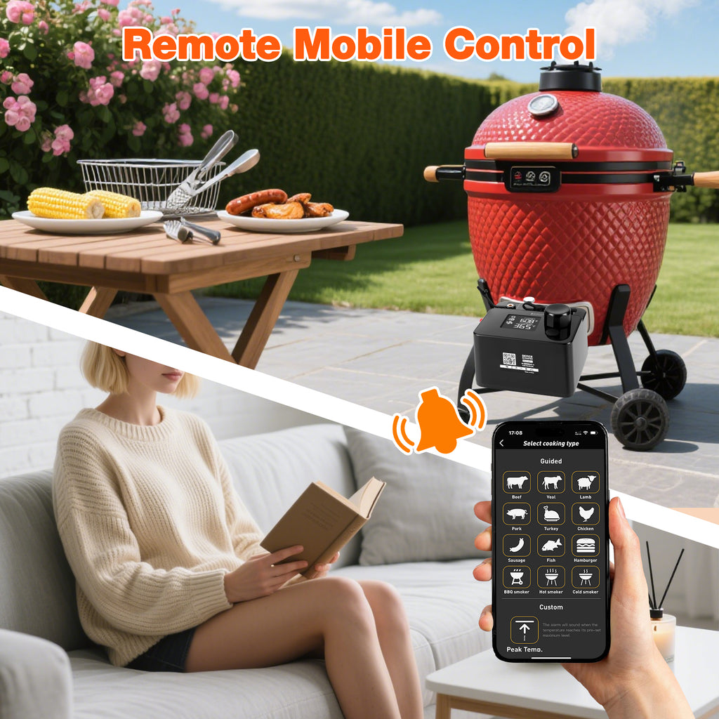 Hymeter Bluetooth Smoker Temperature Controller with Fan,Suitable for Big Green Egg, Kamado Joe, Primo, Vision Grill, Akorn Kamado